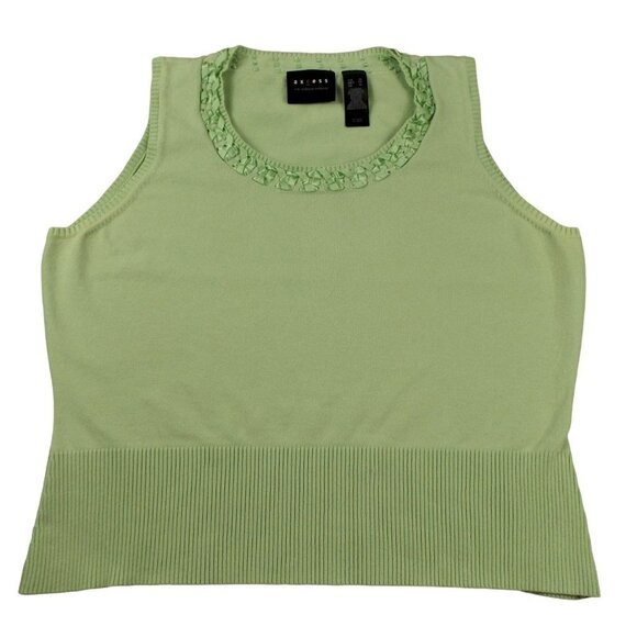 Womens Green Sleeveless Sweater Knit Top With Ribbon Neckline size XL  JH1114 - Picture 1 of 5